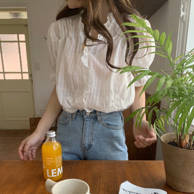 Áo Nữ Tay Ngắn Cổ Chữ V Thời Trang Thanh Lịch Tao Nhã