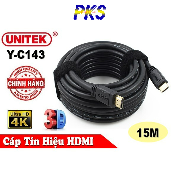 Cáp HDMI To HDMI 15m ỗ trợ 3D 4K x 2K Unitek Y-C143
