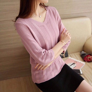 Bán sỉ áo len lỗ cổ tim dáng peplum
