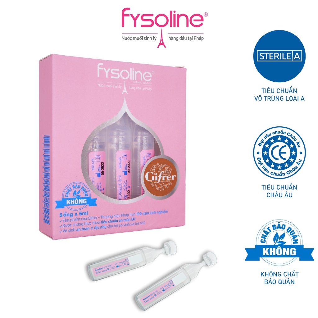 Fysoline - Nước muối sinh lý Pháp - Vệ sinh mắt, mũi, miệng cho bé (hộp 5 ống)