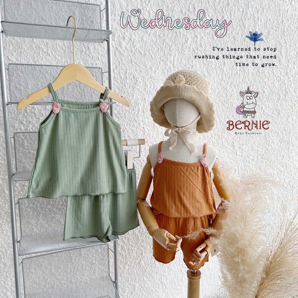 Bộ hai dây dễ thương bé gái, bộ thun gân 2 dây mềm mát đáng yêu