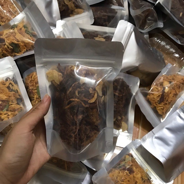 5kg heo khô cháy tỏi đóng túi zip 100gr