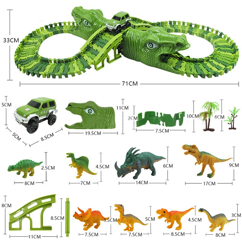 153 Chiếc Bộ Đồ Chơi Xe Hơi Theo Dõi Cuộc Đua Khủng Long Bộ Đồ Chơi Lắp Ráp Tự Lắp Ráp Mô Hình Đường Ray