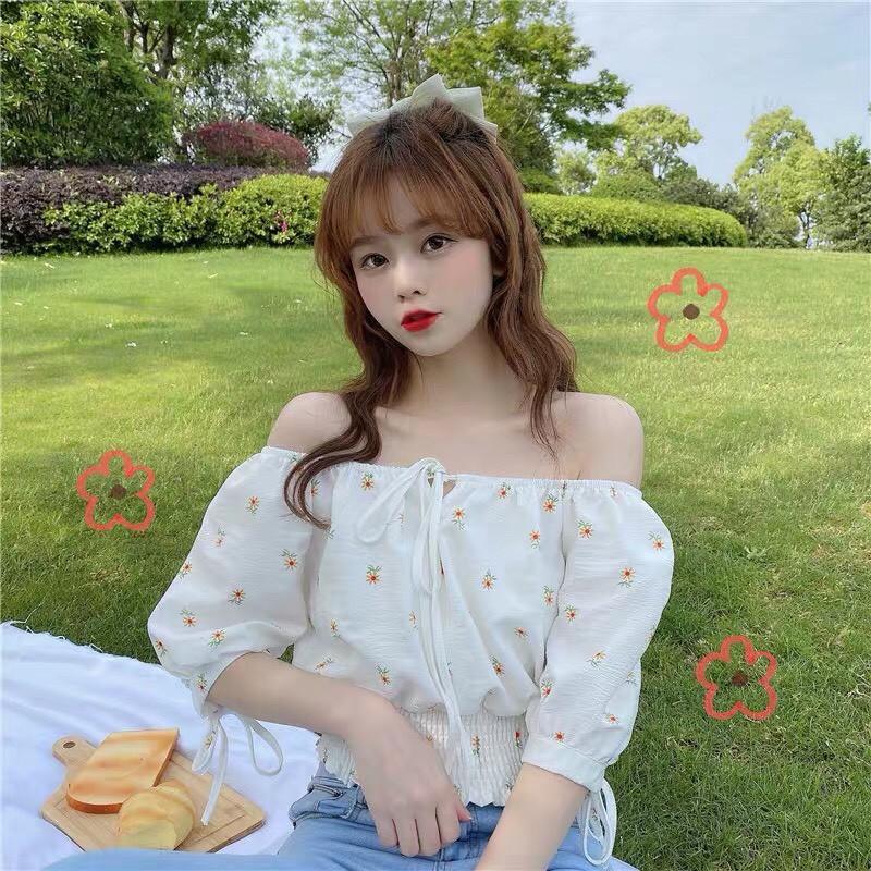 [Mã WASTUP giảm 10% tối đa 30K đơn 99K] Áo Trễ Vai Peplum Hoa Nhí ngắn tay ulzzang Hàn Quốc C41 - Maoshop | BigBuy360 - bigbuy360.vn