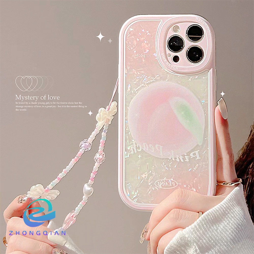 Ốp Điện Thoại TPU Mềm Chống Sốc Hình Quả Đào Có Dây Đeo Cho iPhone 11 12 13 Pro max mini XS max xr 7 8 se2020 plus