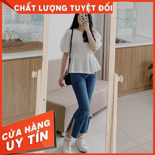 [hình thật] QUẦN JEANS ỐNG LOE ỐNG XẺ 1 bên- chất jeans đẹp xuất sắc