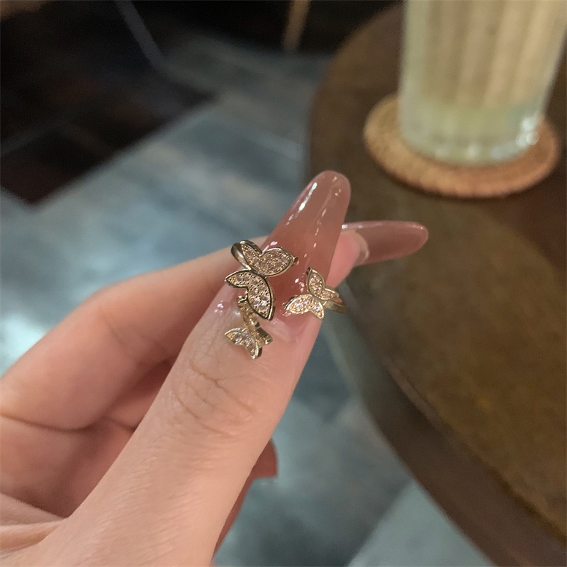 Nhẫn hở Ahellogirl mạ vàng hình bướm phong cách Hàn Quốc