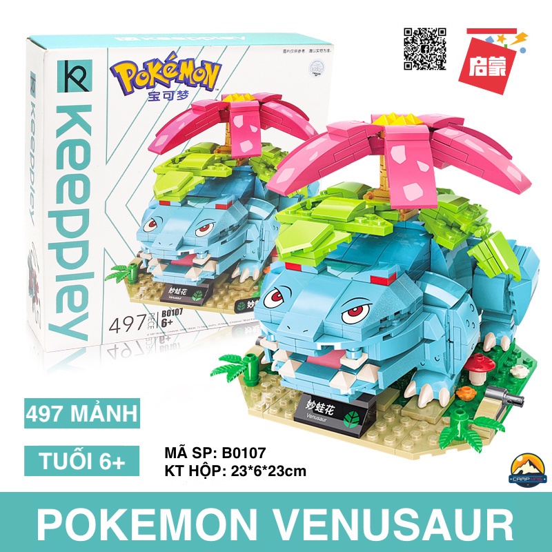 Đồ chơi lắp ghép xếp hình Lego Pokemon cây Venusaur chính hãng Keeppley