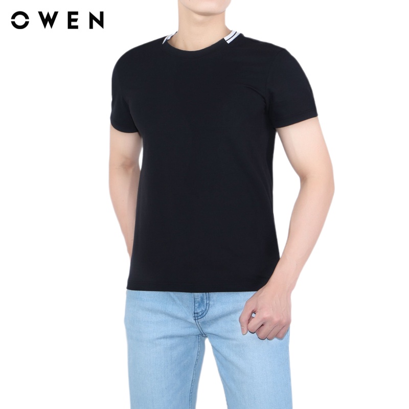 Áo Tshirt ngắn tay Nam Owen Cotton Body Fit màu Đen - TSN23748 (MHR)