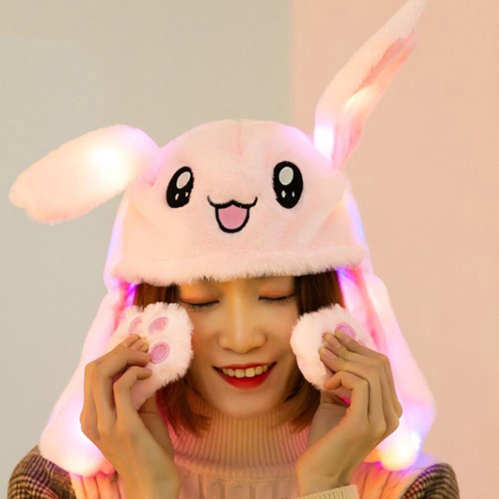 MOLAMGO Tiktok Creative Movable Balloon Bunny Hat Magic Toy with LED Light Rabbit Ears Up &amp; Down Topi Kelinci