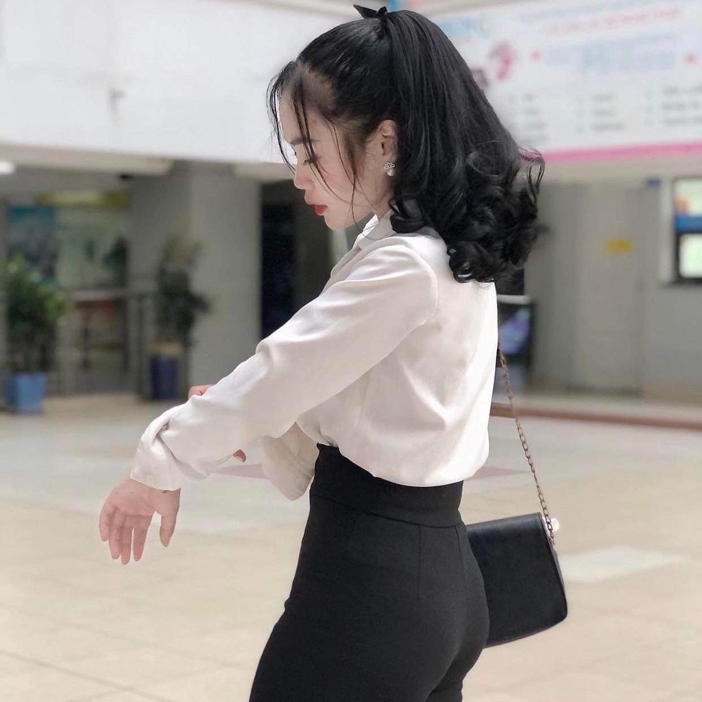 Quần KaKi Nữ Ống Loe Đen Trơn Hai Cúc Freeship Kèm Video Chất