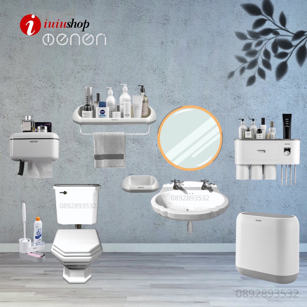 Bộ Phụ Kiện Phòng Tắm OENON Dán Tường Gạch Men Chất Liệu Nhựa ABS
