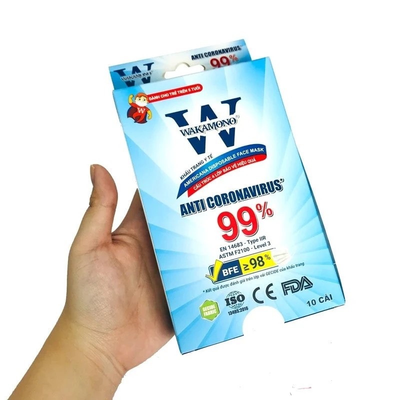 Khẩu trang y tế 4 lớp Wakanono - Hộp 10 cái