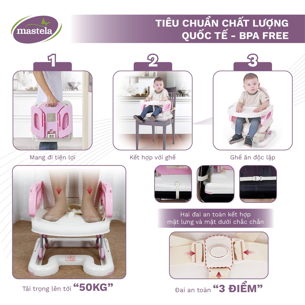 Ghế ngồi ăn dặm cho bé nâng hạ độ cao Mastela 07110 / 07112 hàng chính hãng 4babies