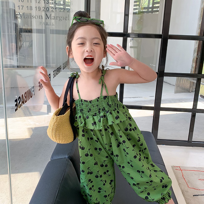 Jumpsuit Hai Dây Họa Tiết Trái Cây Phong Cách Hàn Quốc Cho Bé Gái