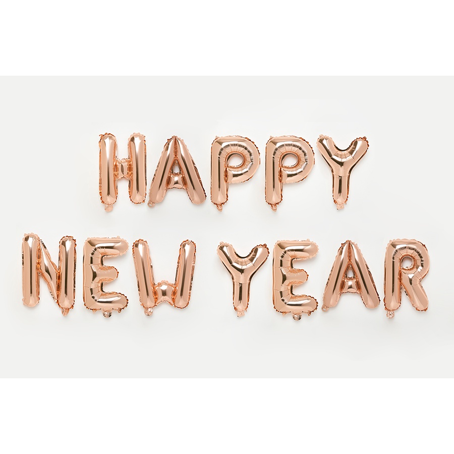 Set Bong Bóng Bay ARTBOX Hàn Quốc Kiểu Chữ Happy New Year Màu Rose Gold
