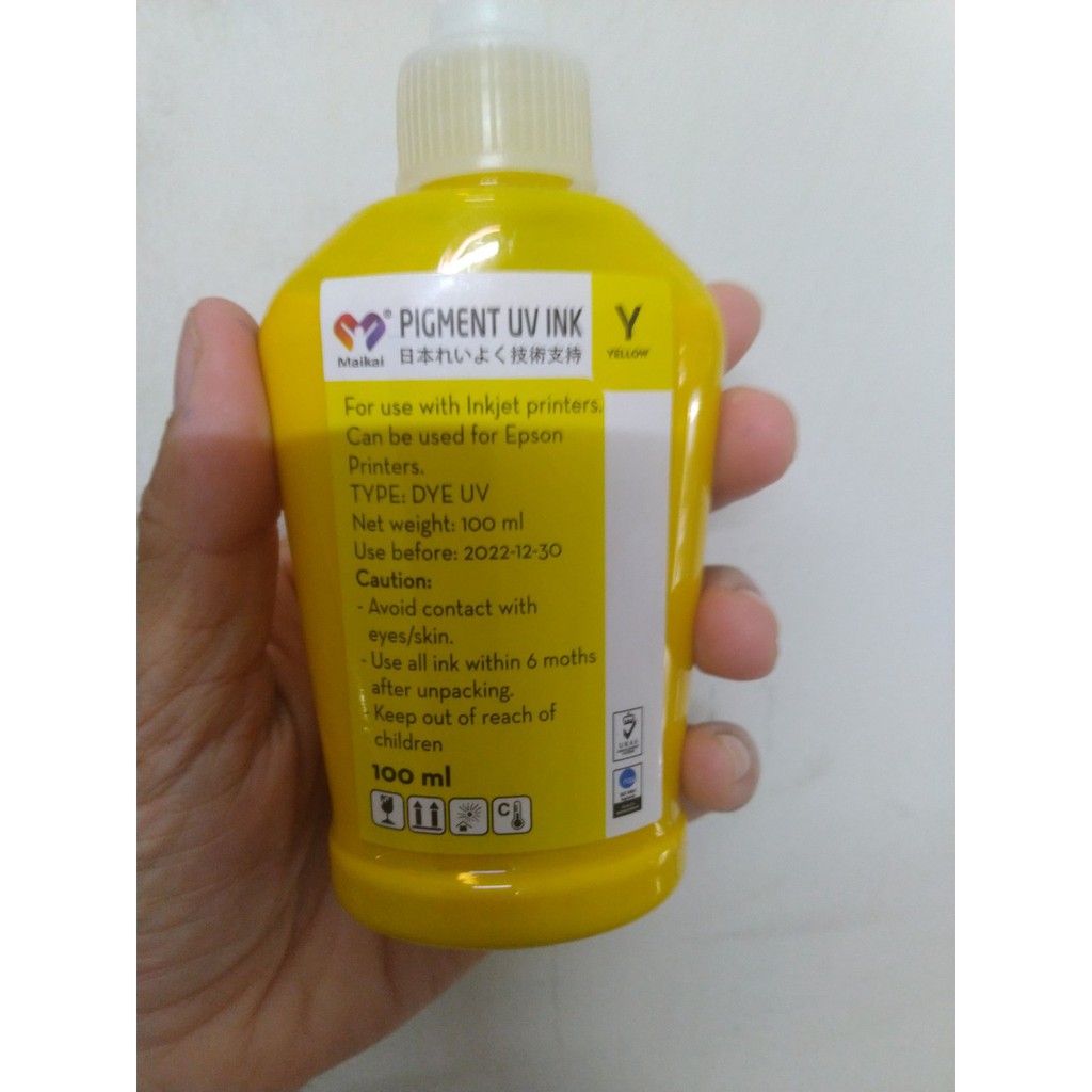 Mực Dầu (Pigment UV) chai màu vàng loại 100ml