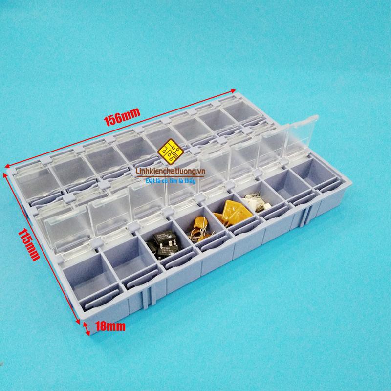 Hộp đựng linh kiện 24 ngăn 156x115x18mm T-156 mở nắp từng ngăn
