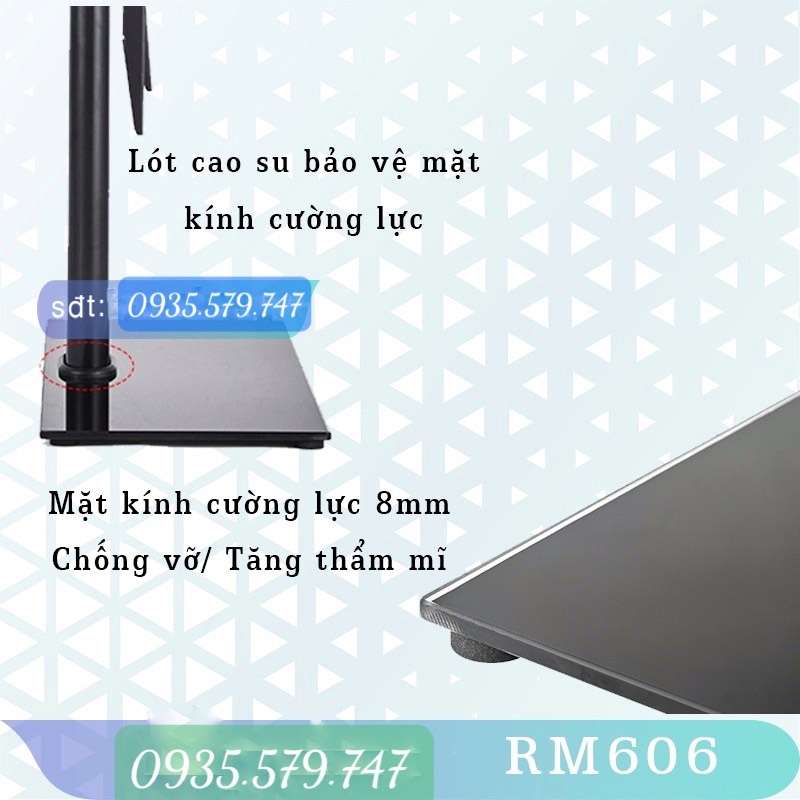RM606 - Chân Đế TIVI Đa Năng - Mặt kính Cường Lực  - Chân đế tivi để bàn