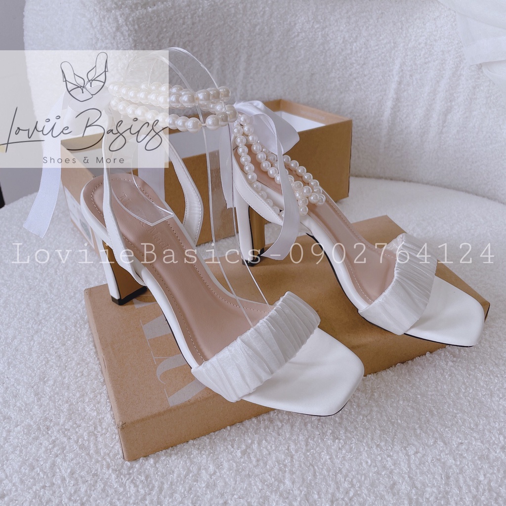 GUỐC NHÚNG LOVIIE BASICS - SANDAL NỮ QUAI NGANG NHÚM BÈO KHÓA NGỌC - GIÀY THỜI TRANG MŨI VUÔNG G220722