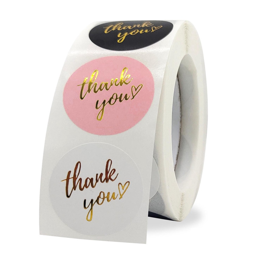 Cuộn Nhãn Dán Tròn In Chữ Thank You Dùng Trang Trí Gói Quà DIY
