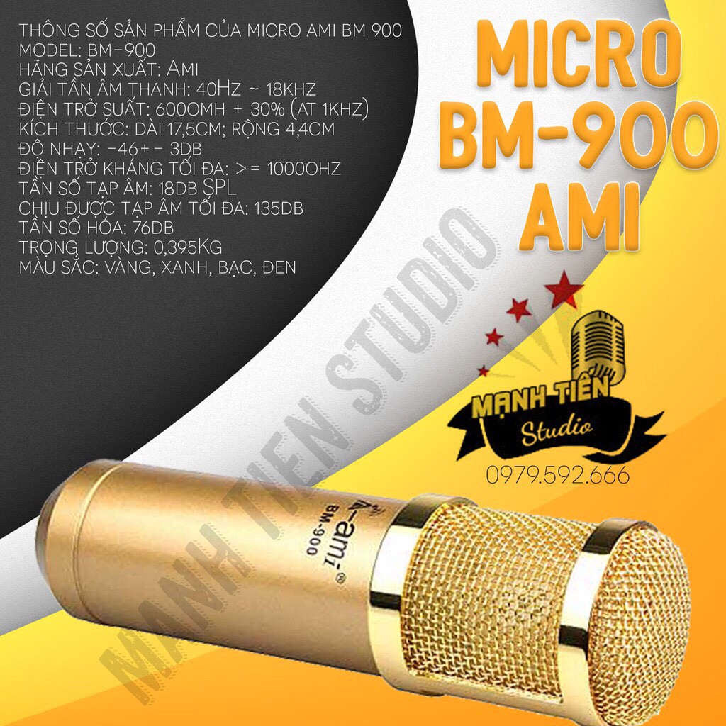 [Hàng Chuẩn] Micro thu âm cao cấp BM900 AMI - hát karaoke, thu âm chuyên nghiệp livetream bán hàng- khả năng hút âm tốt