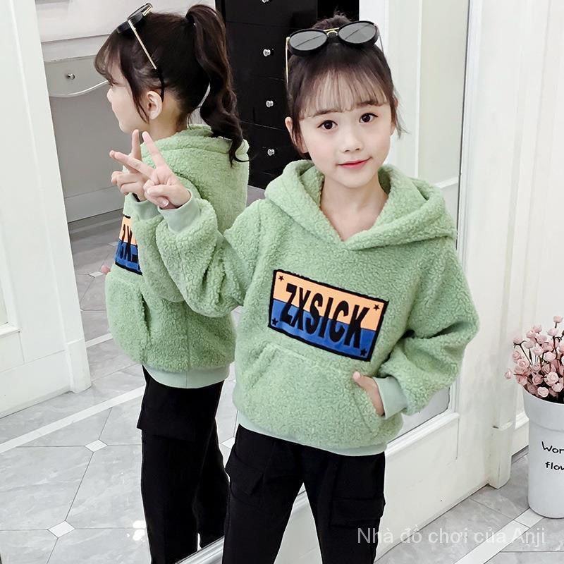 COD Kid's FashionGirl | 5-14 years old Tops Girl's Sweater Autumn And Winter Velvet Children Coat Hooded Jacket