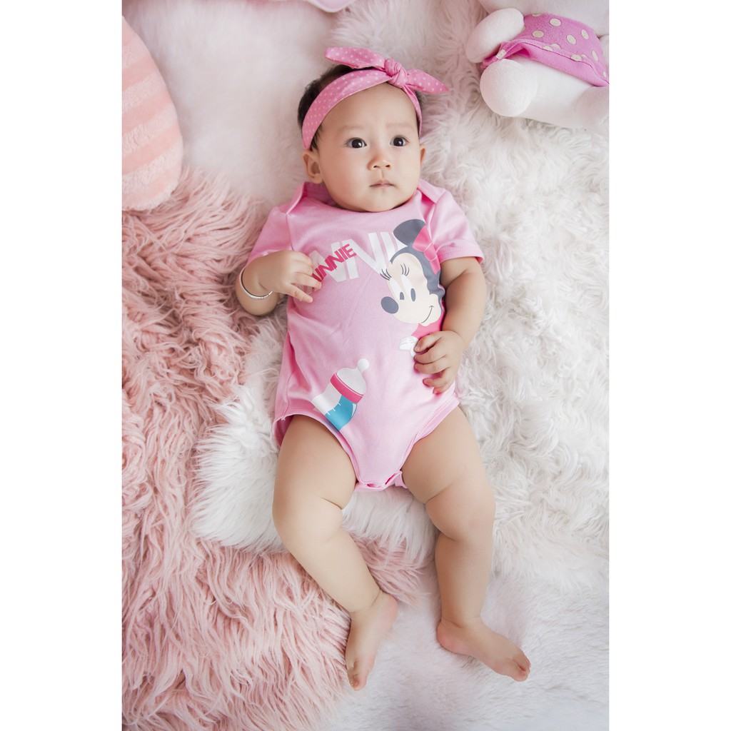  Bộ bodysuit sơ sinh bé gái cộc tay RABITY họa tiết mickey 5015