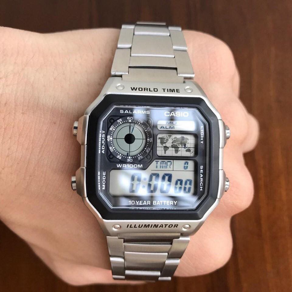 [STANDARD] Đồng Hồ Nam Dây Kim Loại Casio Chính Hãng AE-1200WHD-1AVDF