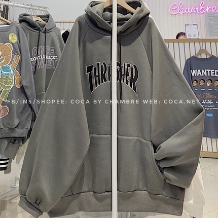 Áo Khoác Hoodie Nỉ THRASER Nữ Unisex Form Rộng 3 Màu Siêu Chất