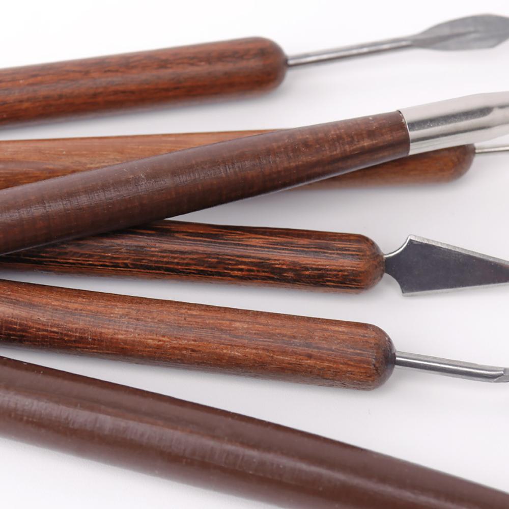 Set 6 Dụng Cụ Điêu Khắc Đất Sét Với Tay Cầm Bằng Gỗ Độ Chính Xác Cao