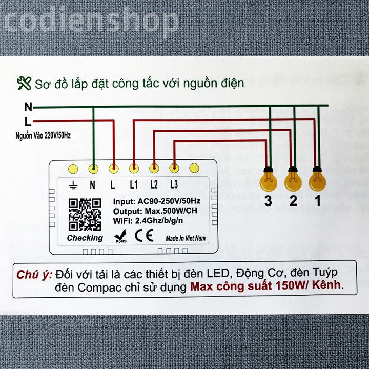 Công tắc cảm ứng [ĐIỀU KHIỂN TỪ XA] bằng điện thoại HUNONIC 3 Nút màu trắng ⚡️ WIFI + HẸN GIỜ (Công nghệ 4.0)