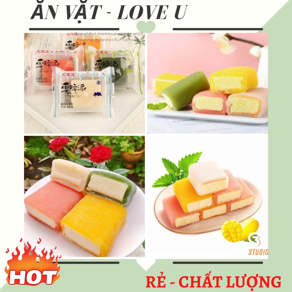 Bánh Bông Lan Mochi Phu Thê Đài Loan Mix Vị, Vị Sữa, Vị Trà Xanh, Vị Dâu, Vị Xoài