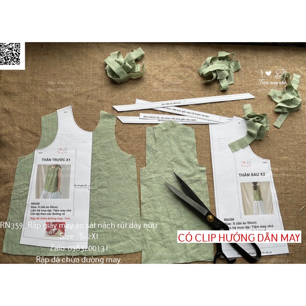 RN359_Rập giấy may áo sát nách nữ