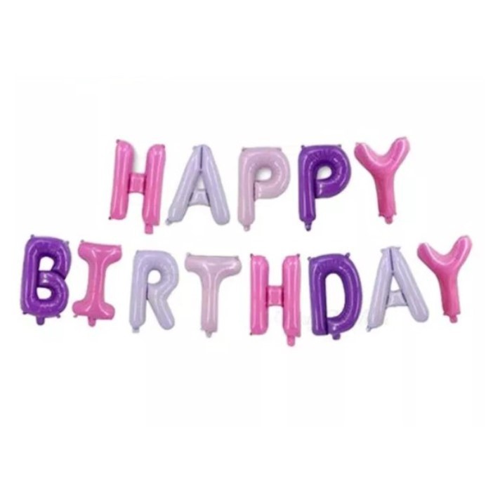 Bong Bóng chữ Happy birthday trang trí sinh nhật cao 40 cm, bộ 13 chữ Phụ kiện trang trí sinh nhật trang trí thôi nôi