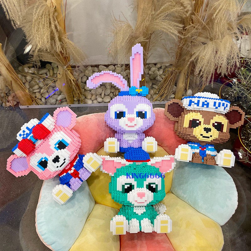 Xếp hình lắp ráp mô hình cỡ lớn 25 - 36cm thỏ tím Stella Lou nhân vật hoạt hình 3D