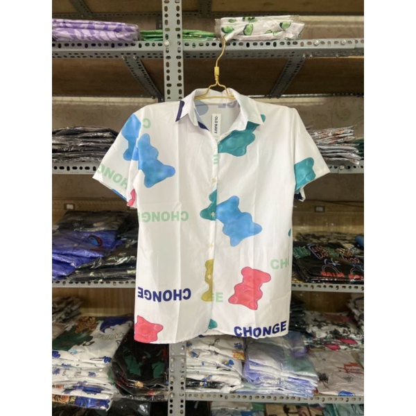 Áo Sơ Mi Tay Ngắn Unisex Cổ Bẻ Phong Cách Hàn Quốc Freesize