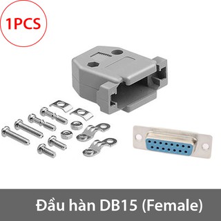 Đầu hàn + vỏ ốp DB15PIN chân cái 2 hàng - Giắc hàn dây DB15 Female + vỏ ốp nhựa cứng OD-10mm (1 chiếc)