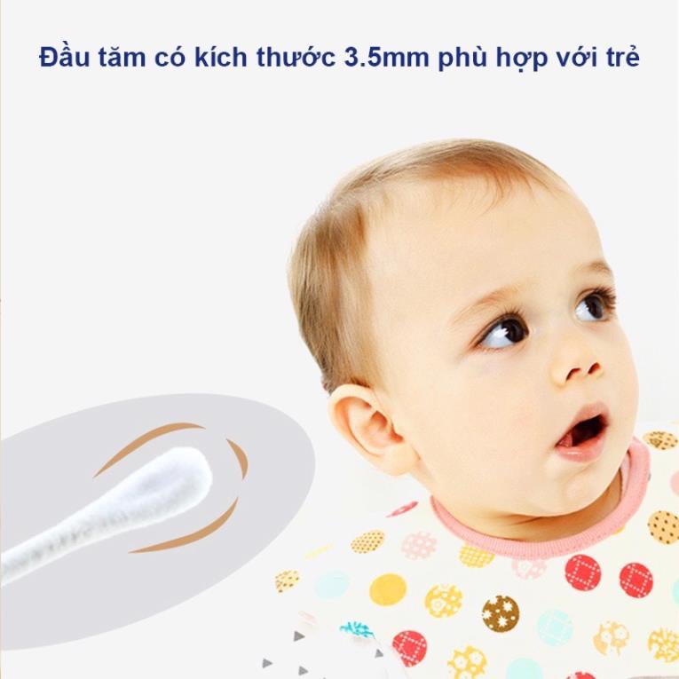 Tăm Bông Sơ Sinh, Tăm Bông Trẻ Em, Tăm bông khử trùng cho bé hộp 400 que
