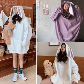 Áo hoddie tai THỎ hoddie nỉ bông nữ oversize nỉ bông dày giá rẻ đẹp
