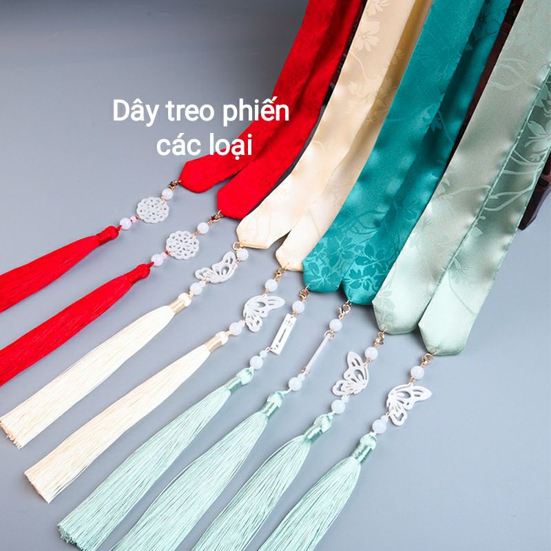 Dây cột tóc cổ trang chất liệu tơ lụa in hoa kèm dây tô hoa văn Vân Hạc dành cho nam