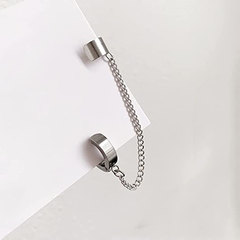 1 Khuyên Kẹp Tai Dây Xích Bằng Thép Titan Không Xỏ Lỗ Phong Cách Punk Cá Tính