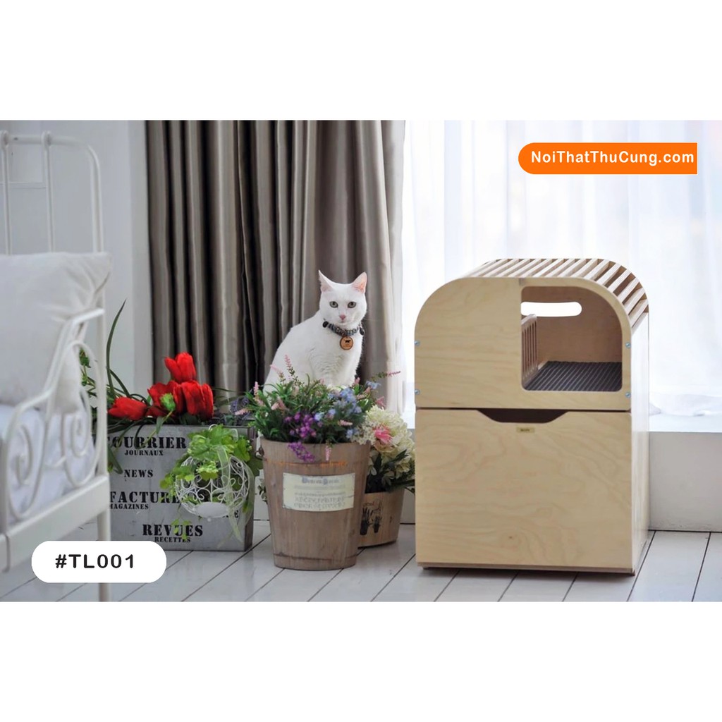 Nhà vệ sinh cho mèo kèm khay đựng cát khép kín chống văng, hạn chế mùi hôi PetZou TL001