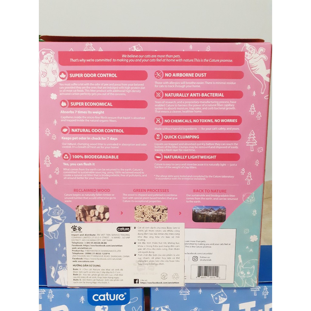 Cát gỗ Cature- Cát vệ sinh cho mèo- Gỗ tự nhiên 2,4 kg