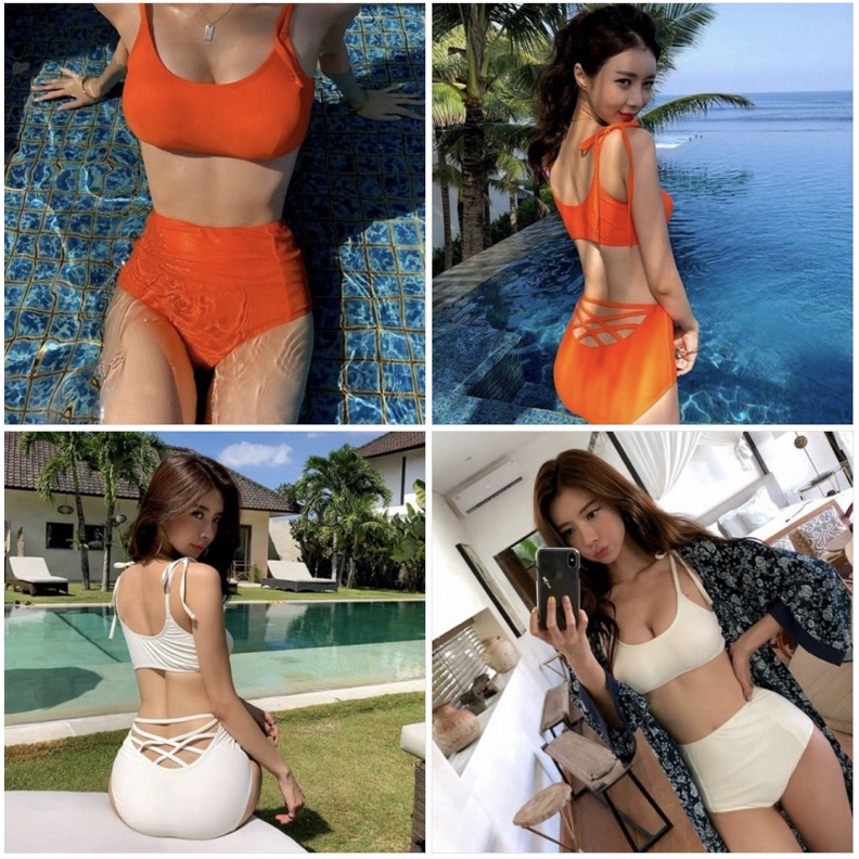 BIKINI 2 mảnh quần cạp cao phối dây sau lưng sexy đi biển ĐI BƠI-JAMI-MM22