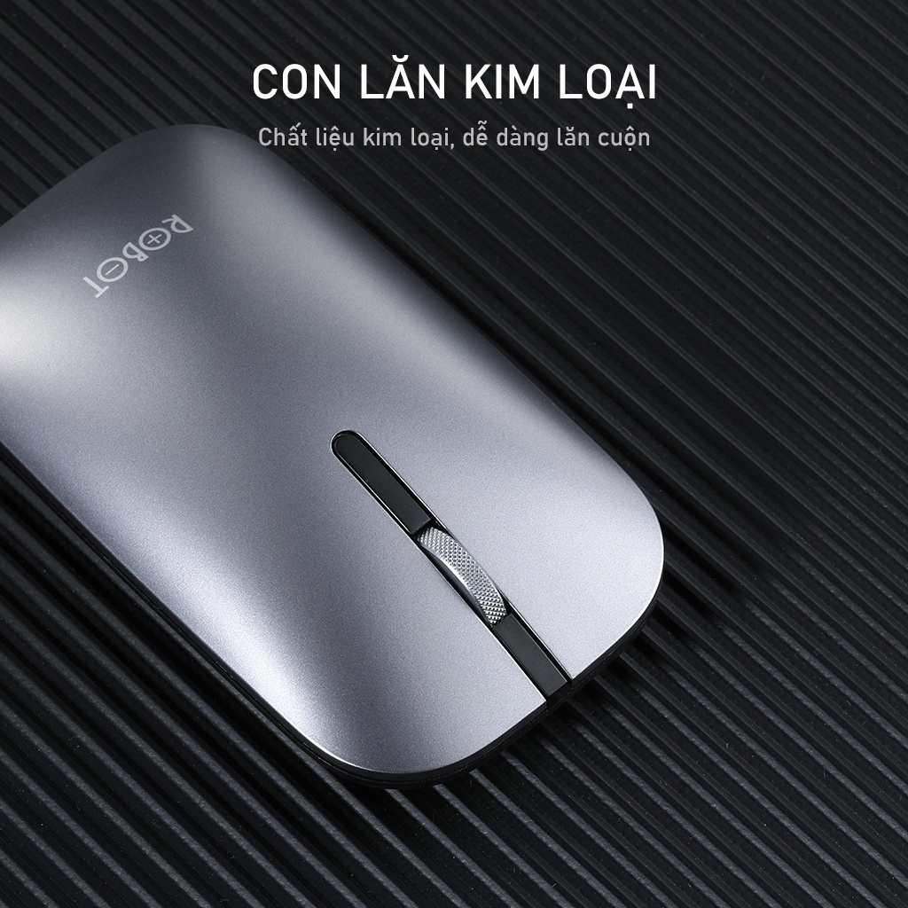 [Kèm Pin] Chuột Không Dây Tĩnh Âm ROBOT M510 USB Nano 2.4GHz Độ Phân Giải 1600DPI Con Lăn Kim Loại