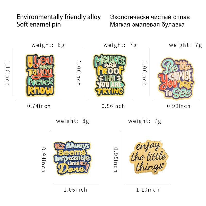 Ghim Cài Áo Kim Loại Tráng Men Họa Tiết Câu Trích Dẫn Nhiều Màu Sắc YOU NEVER TRY YOU NEVER KNOW Dành Cho Trẻ Em