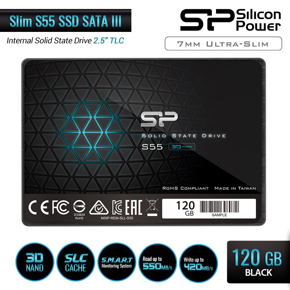 Silicon Power Slim S55 Ssd 2.5 "sata Iii 3d Tlc - 120gb