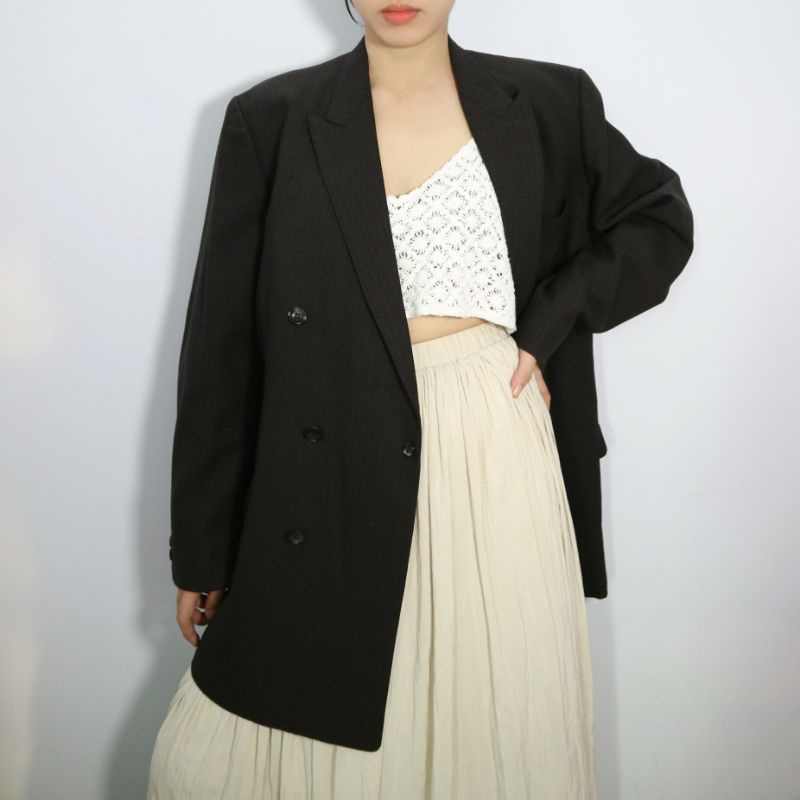 Áo blazer menswear xám chất sợi màu