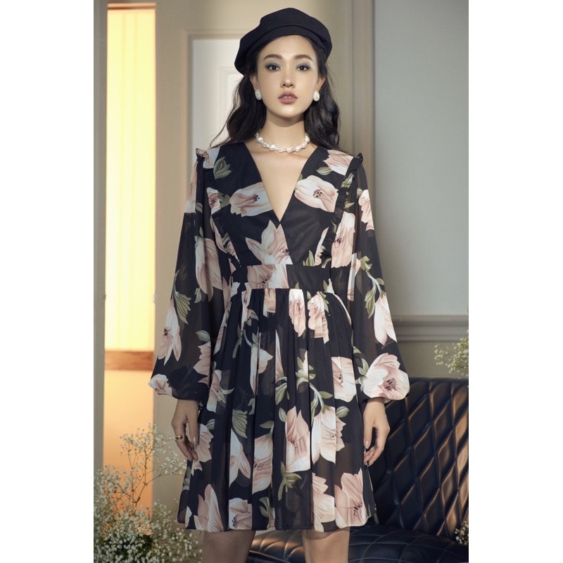 Váy hoa đen - Cara Dress
